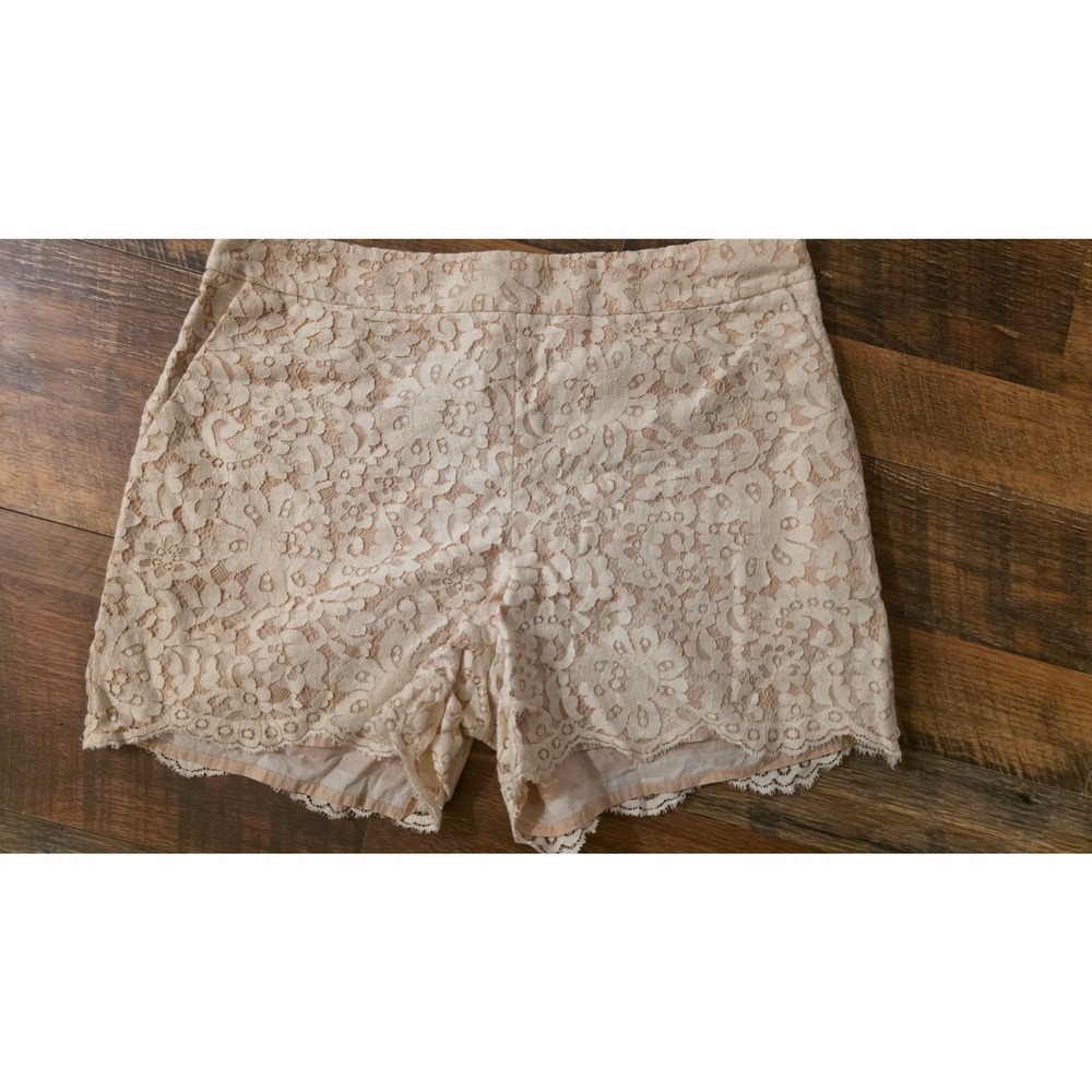 Anthropologie Cartonnier Peach Floral Lace High Waisted Shorts Size 10 - Picture 8 of 8